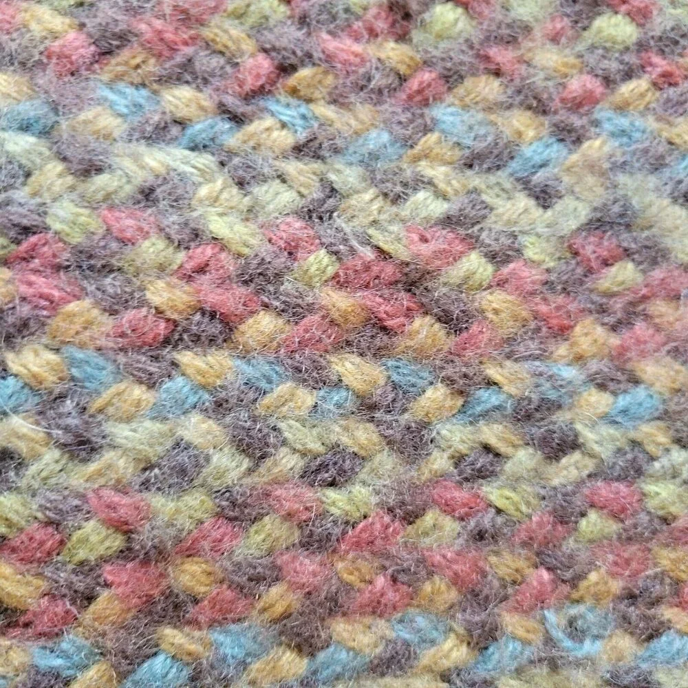 Hand Woven Woolen Wool Crochet Throw Rug Multi Color